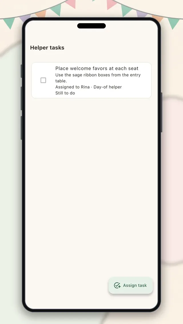 Helper tasks in Madali, each with a short instruction